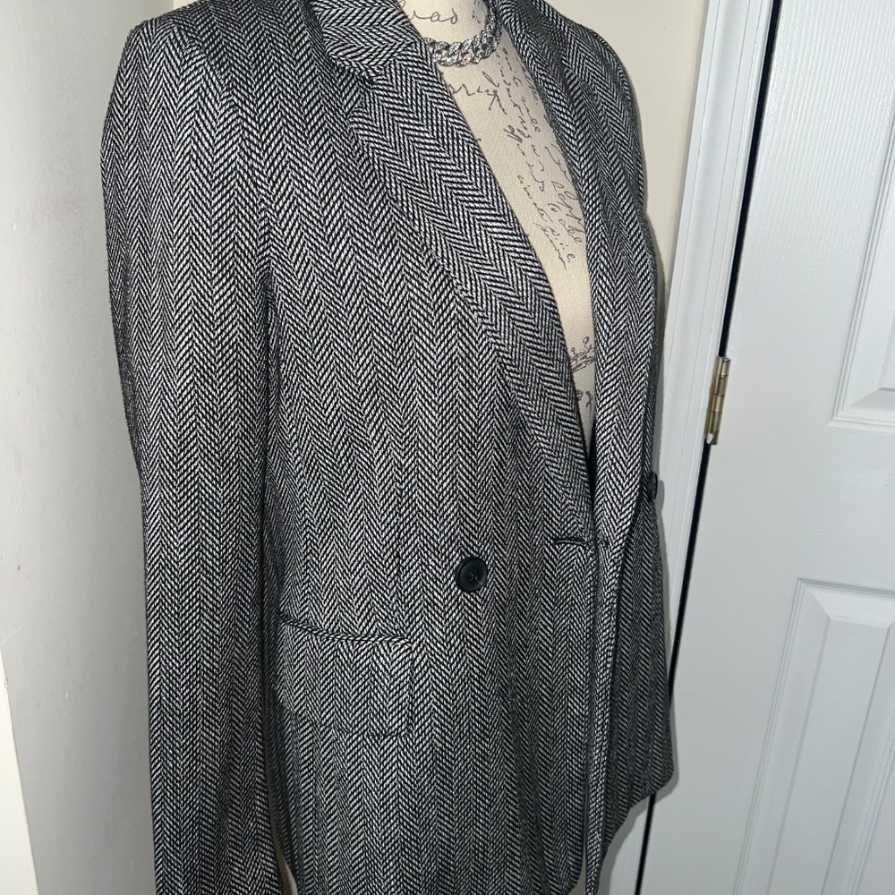 H&M Herringbone Patterned Double-Breasted Blazer - image 6